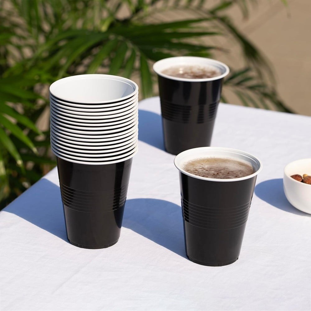 10on Black Disposable Party Glass (450 ml) available from Fresh World HSR Layout