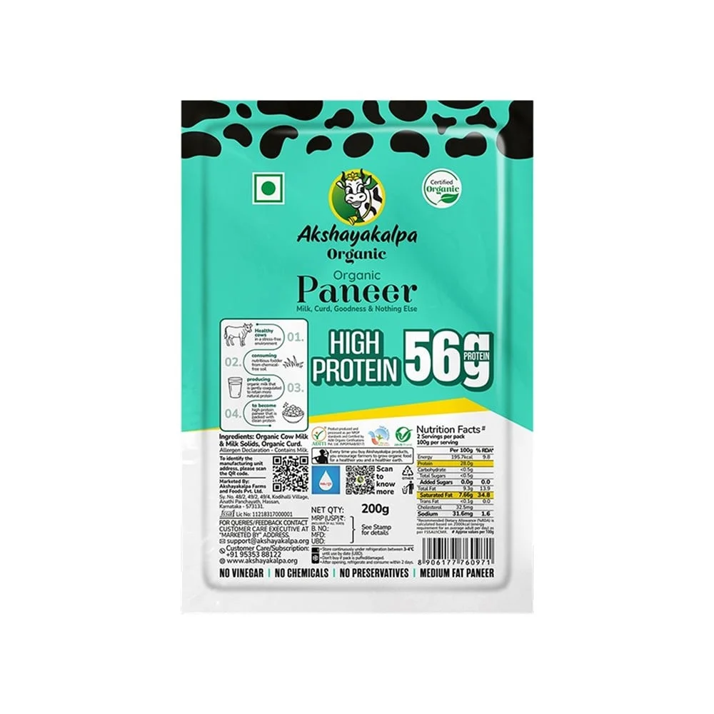 Akshayakalpa Organic High Protein Paneer available from Fresh World HSR Layout