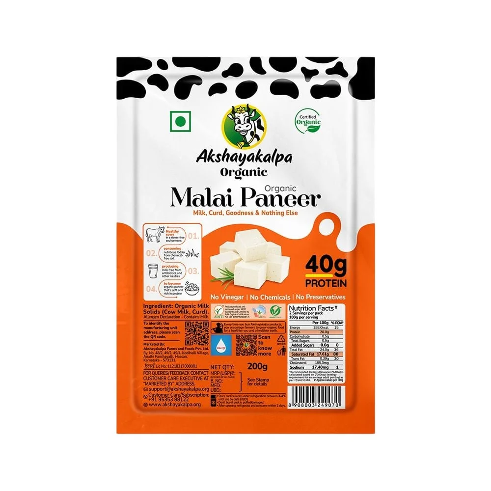 Akshayakalpa Organic Malai Paneer available from Fresh World HSR Layout