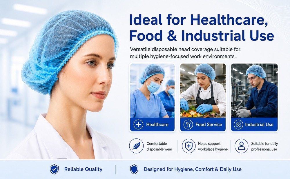 Am Safe-X Disposable Bouffant Caps (Blue) available from Fresh World HSR Layout