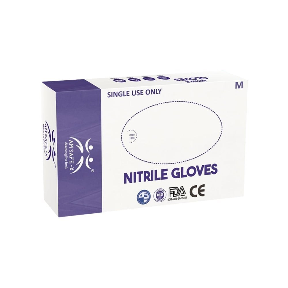 Am Safe-X Medium Disposable Gloves (Blue) available from Fresh World HSR Layout