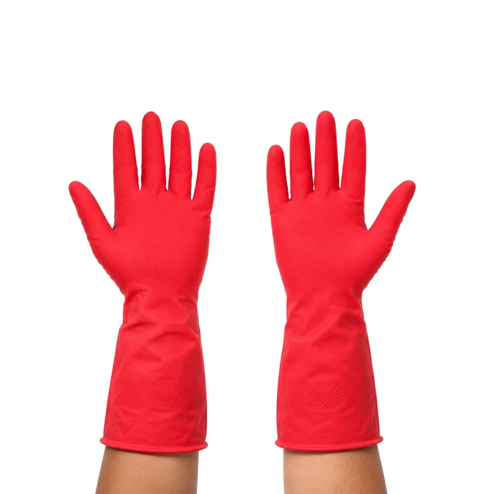 Am Safe-X Multipurpose Kitchen Gloves - Medium (Rubber, Red) available from Fresh World HSR Layout