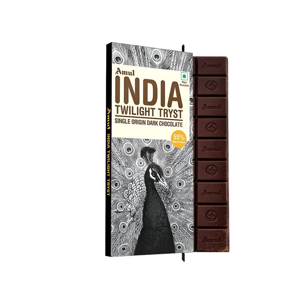 Amul India Twilight Tryst Dark Chocolate Bar (55 % Rich in Cocoa) available from Fresh World HSR Layout
