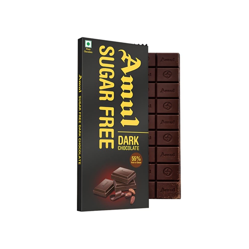 Amul Sugar Free Dark Chocolate Bar available from Fresh World HSR Layout