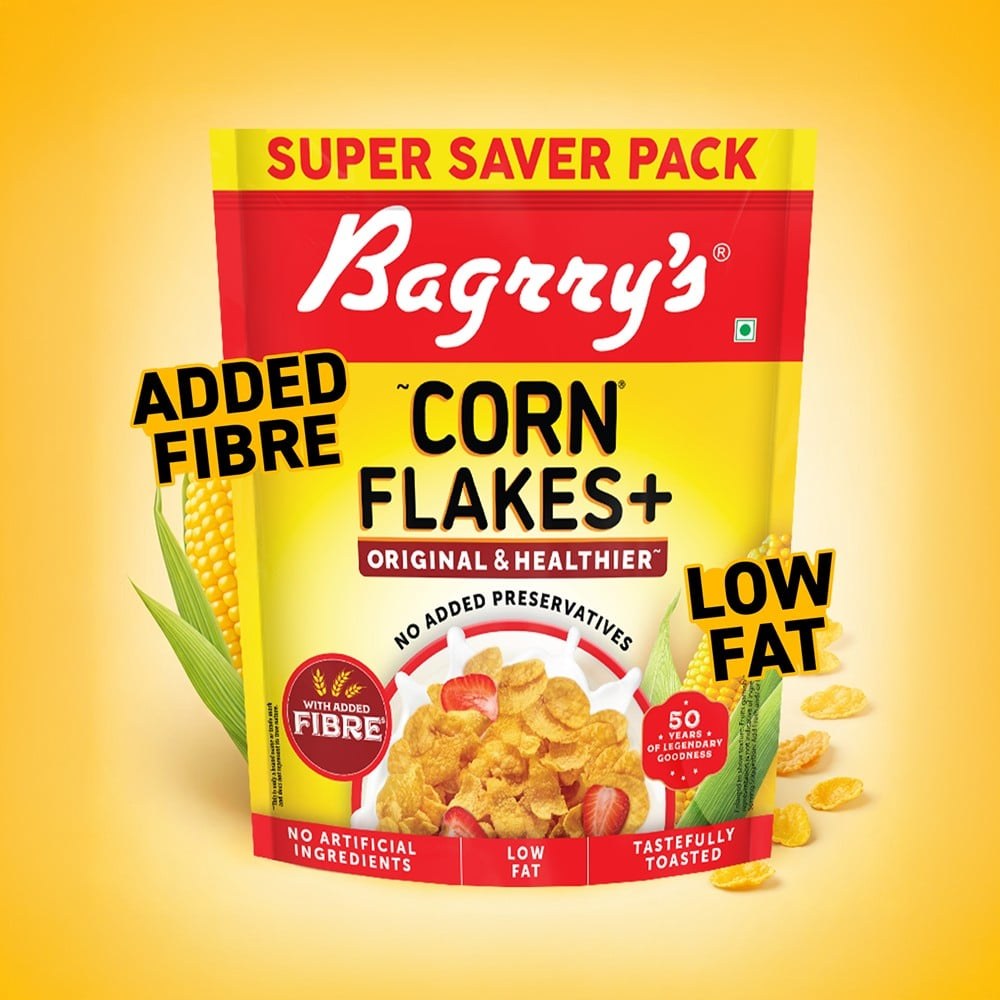 Bagrry's Corn Flakes Plus Original & Healthier (with Fibre Power) available from MK Retail RT Nagar