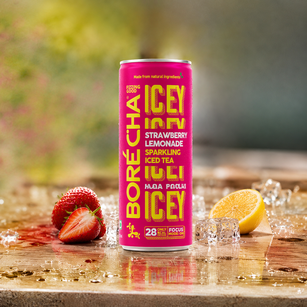 Borecha Strawberry Lemon Sparkling Iced Tea available from Fresh World HSR Layout