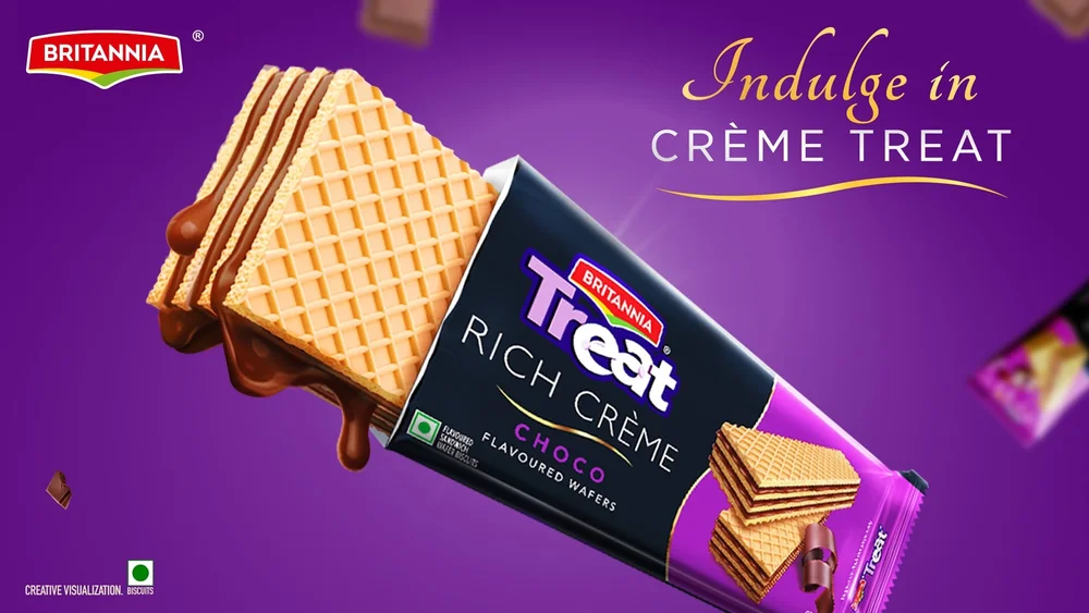 Britannia Treat Rich Creme Choco Flavoured Wafers available from Ravi Kirana Store