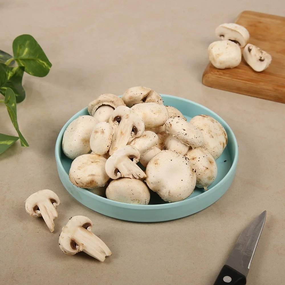 Button Mushroom available from Fresh World HSR Layout