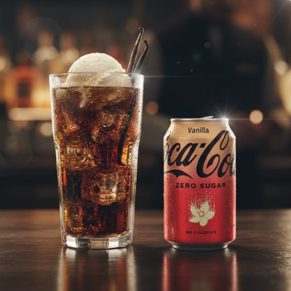 Coca-Cola Vanilla Soft Drink (Zero Sugar) available from Fresh World HSR Layout