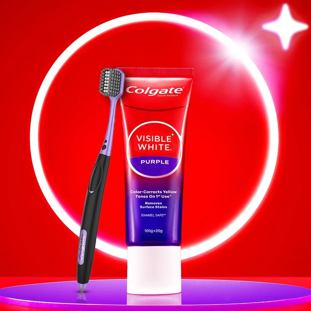Colgate Visible White Purple Whitening Toothpaste available from MK Retail RT Nagar
