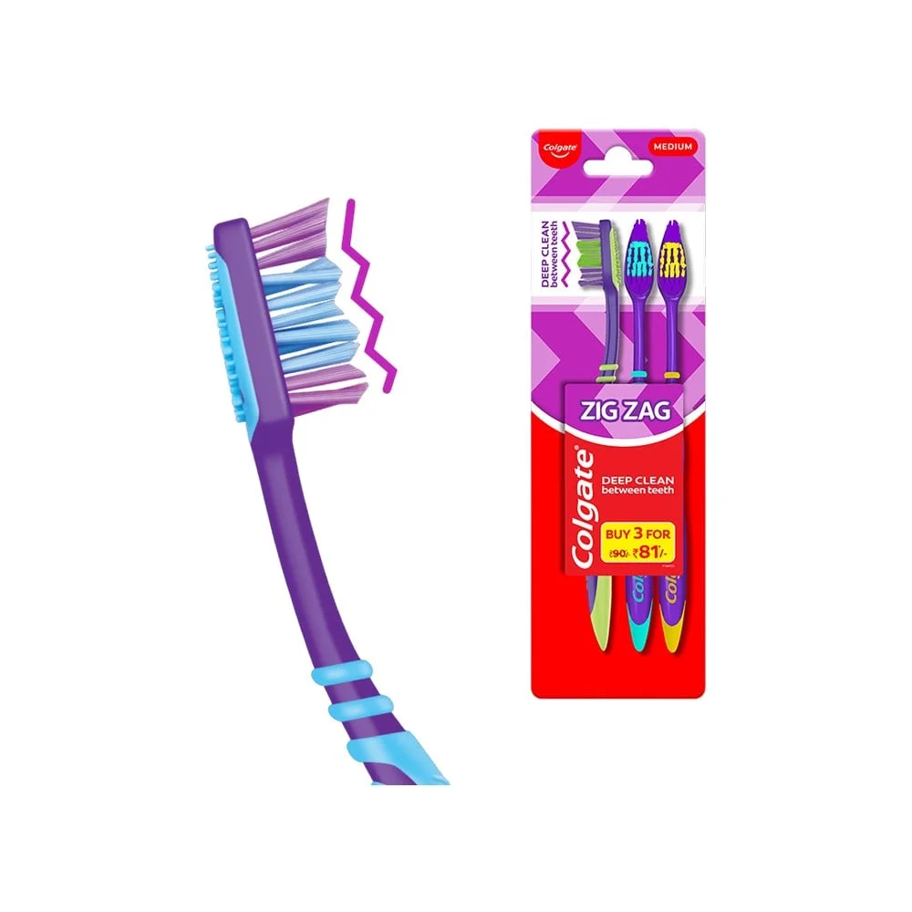 Colgate Zig Zag Deep Clean Toothbrush Medium) (Removes Bacteria Between The Teeth available from MK Retail RT Nagar