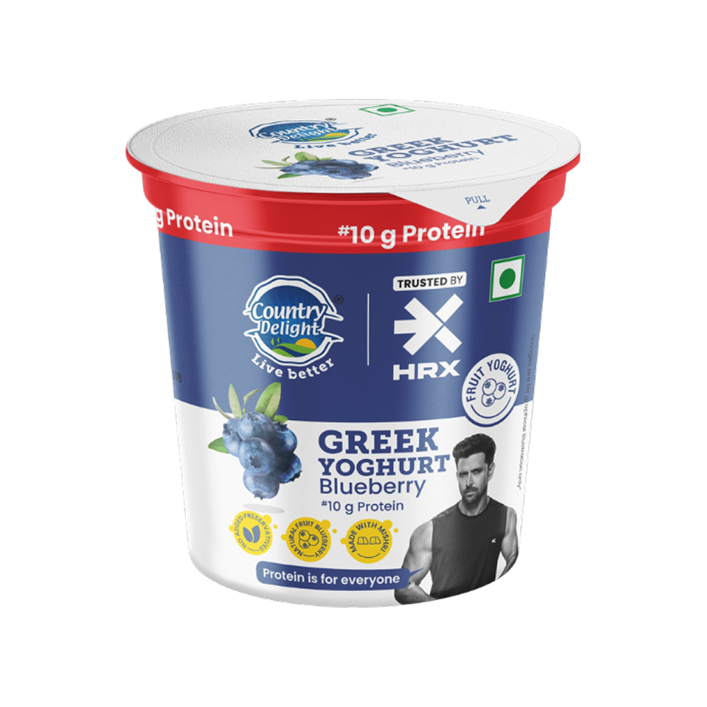 Country Delight 10 g Protein Blueberry Flavoured Greek Yogurt available from Ravi Kirana Store