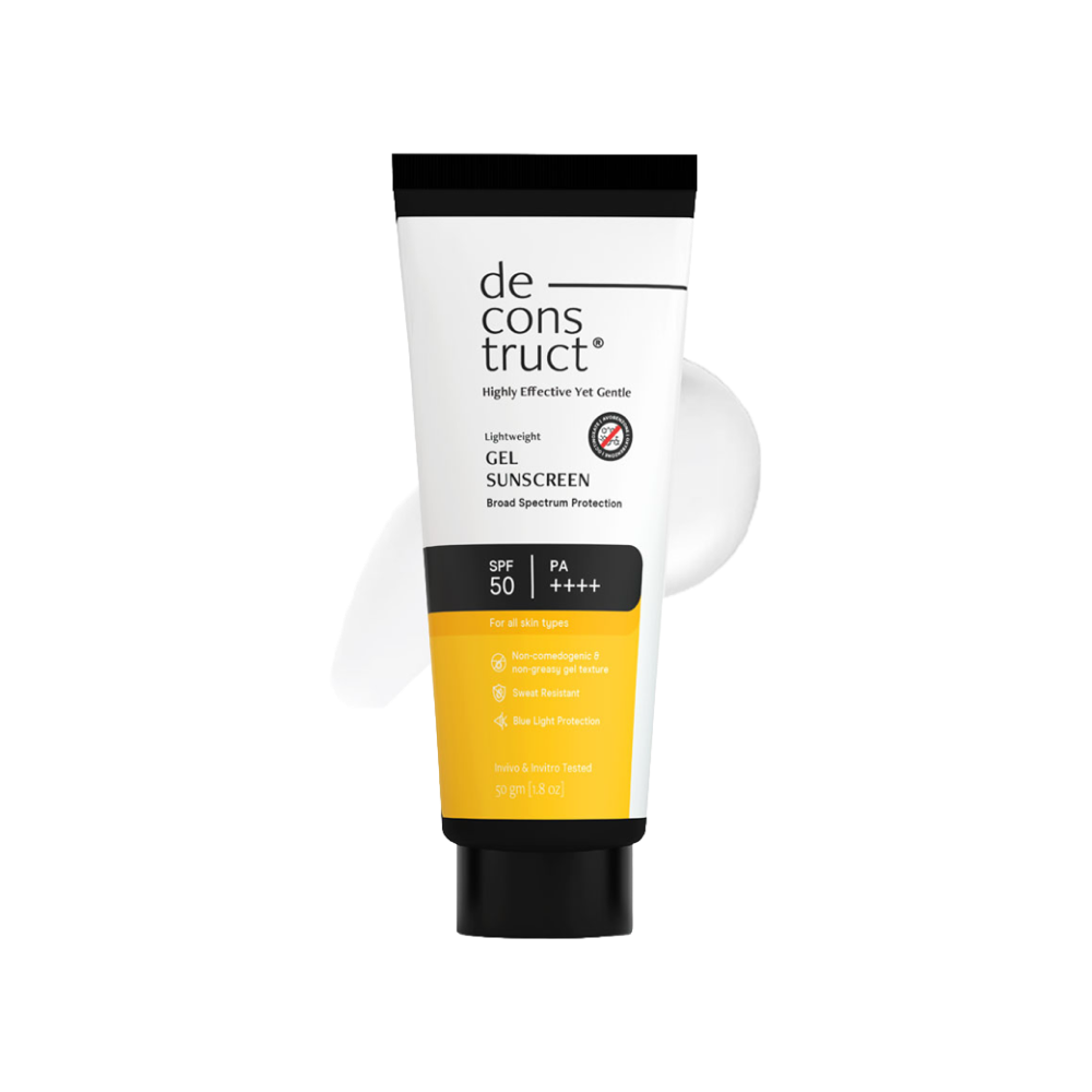 Deconstruct Lightweight Sunscreen Gel (SPF 50 PA++++) available from MK Retail RT Nagar