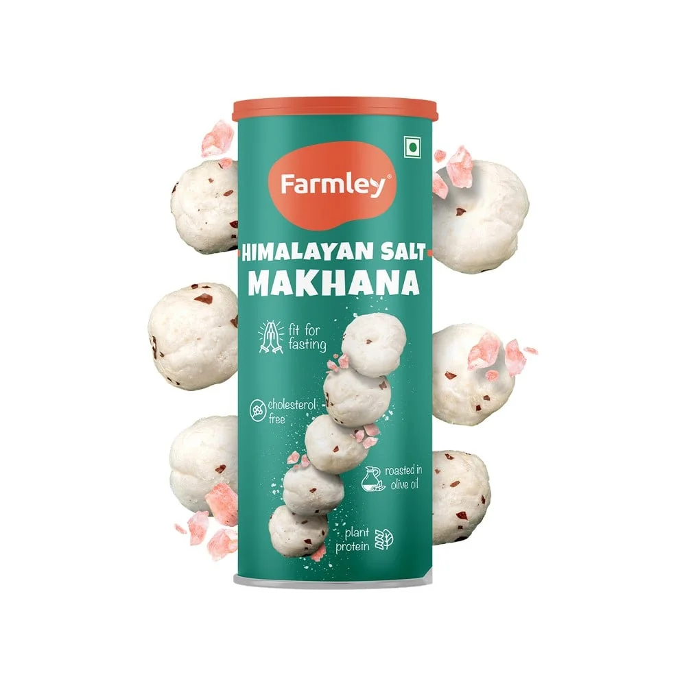 Farmley Roasted & Himalayan Salted (Sendha Namak) Flavoured Makhana Roasted In Olive Oil available from Ravi Kirana Store