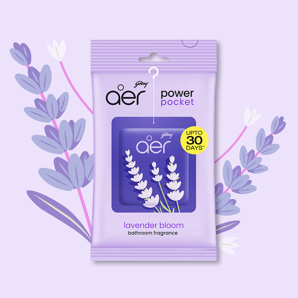 Godrej Aer Power Pocket Bathroom Air Freshener (Lavender) available from Ravi Kirana Store