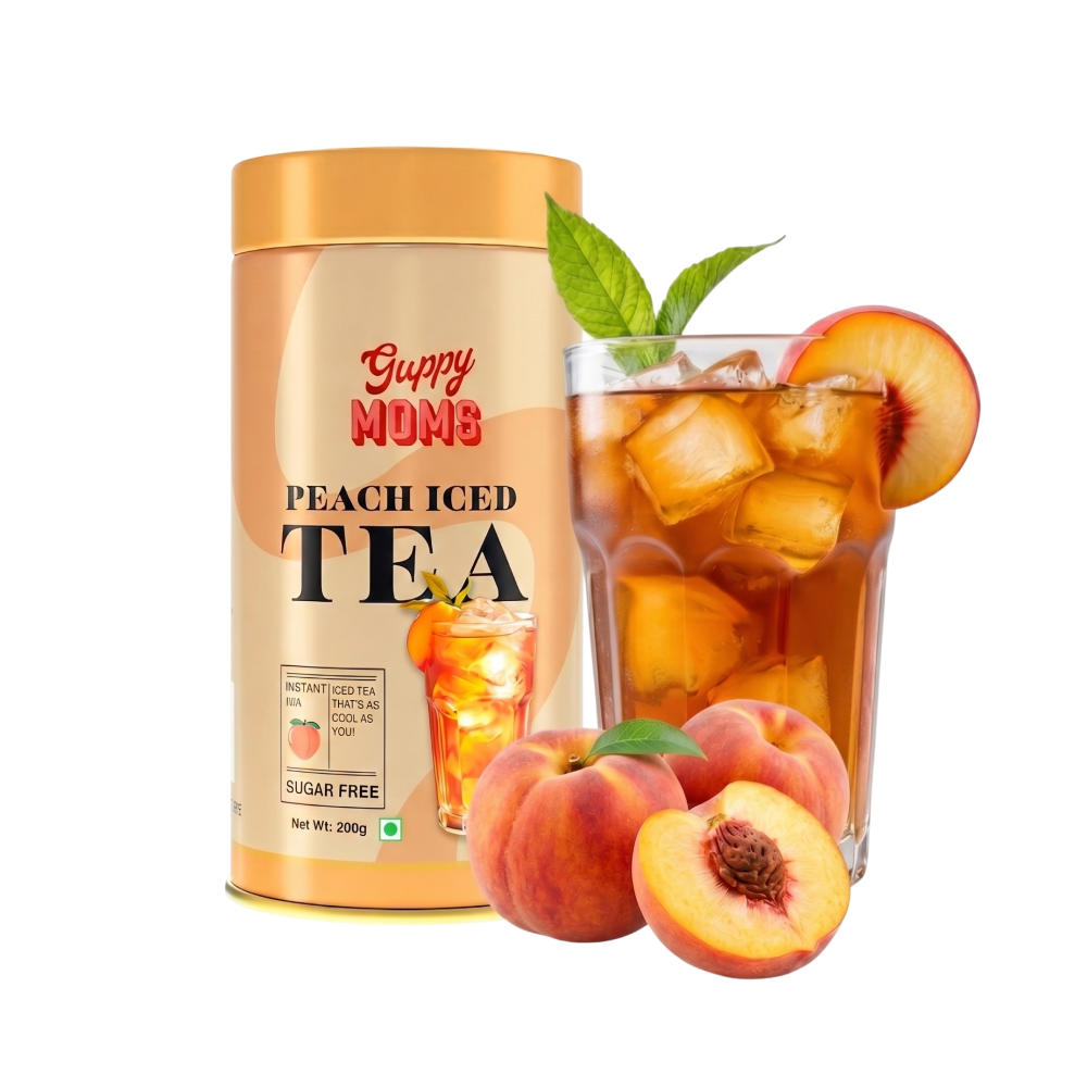Guppy Mom's Sugar Free Peach Ice Tea Premix available from Ravi Kirana Store