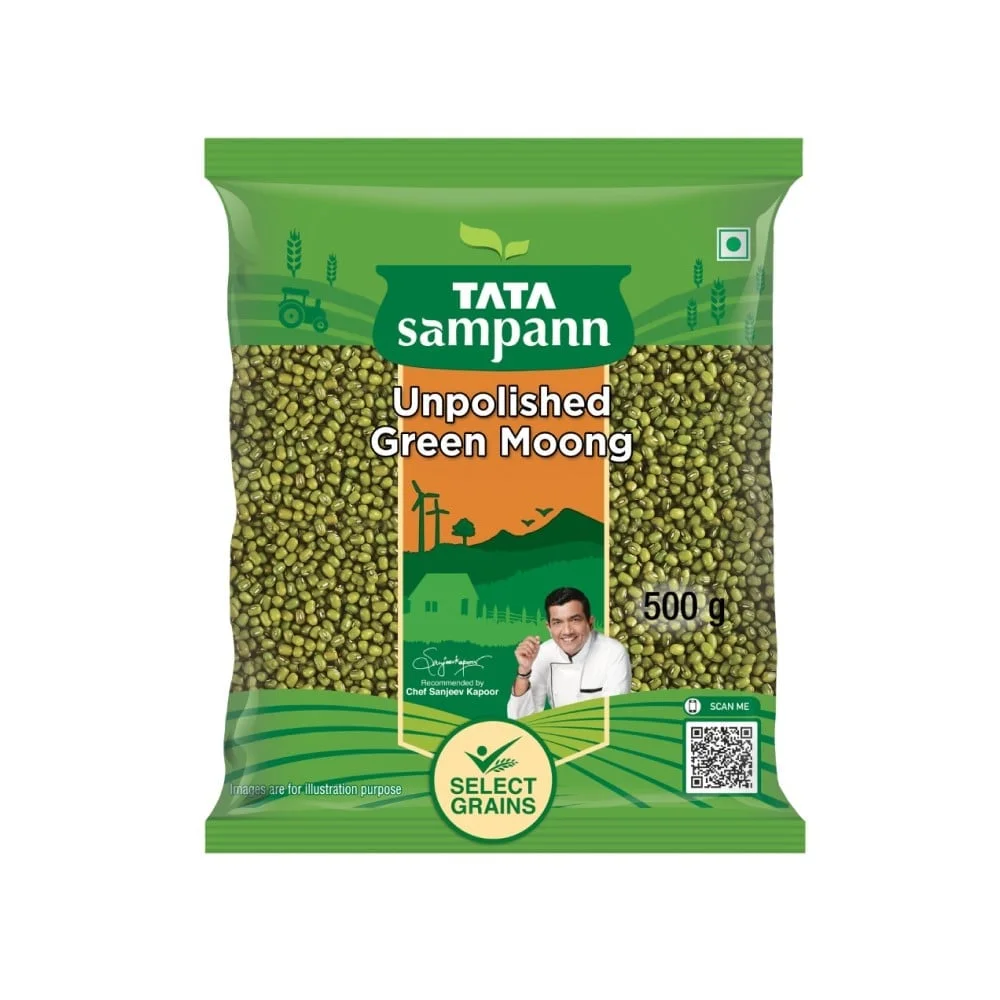 Tata Sampann Unpolished Green Moong (Sabut) Whole available from MK Retail RT Nagar
